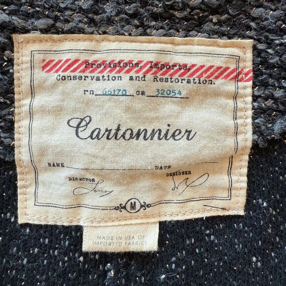 Anthropologie Cartonnier Glimmered Tweed Snap Front Jacket in Gray & Black Sz M - Picture 8 of 13